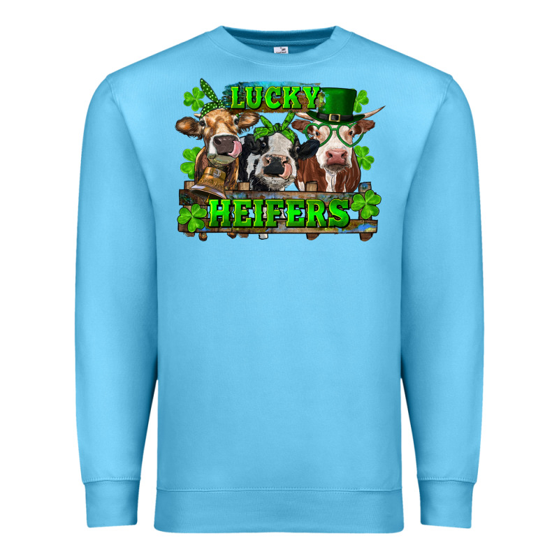St Patricks Day Lucky Heifers Premium Sweatshirt by RanaPortraitStore | Teevron