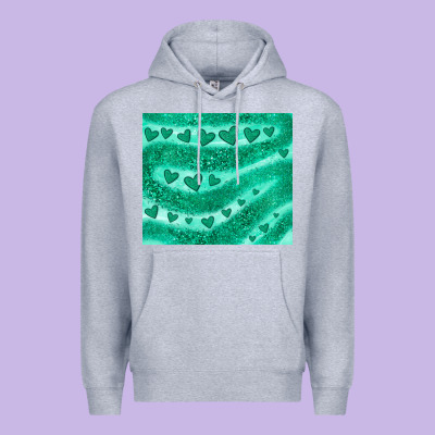 Green Glitter Heart Premium Hoodie Designed By Jahusdesignshop