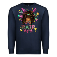 Navy afro locs hair stylist messy bun tbw Premium Sweatshirt - texasbilliewilder
