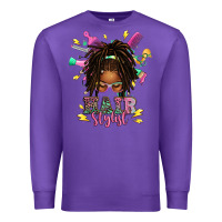 Purple afro locs hair stylist messy bun tbw Premium Sweatshirt - texasbilliewilder