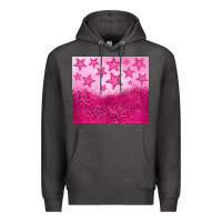 Charcoal Heather pink glitter star Premium Hoodie - JahusDesignShop