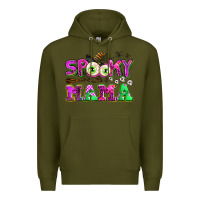 Army Green spooky mama Premium Hoodie - AdoDesignShop