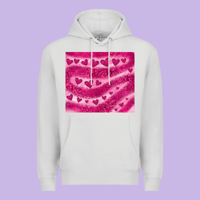 Pink Glitter Heart Premium Hoodie Designed By Jahusdesignshop