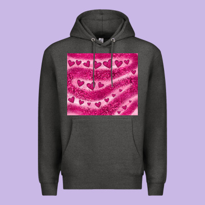 Pink Glitter Heart Premium Hoodie Designed By Jahusdesignshop