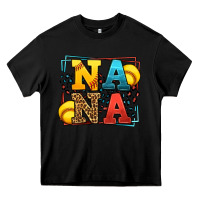 Black Softball nana leopard frame Heavy Core Tee - LillyAllenDesigns