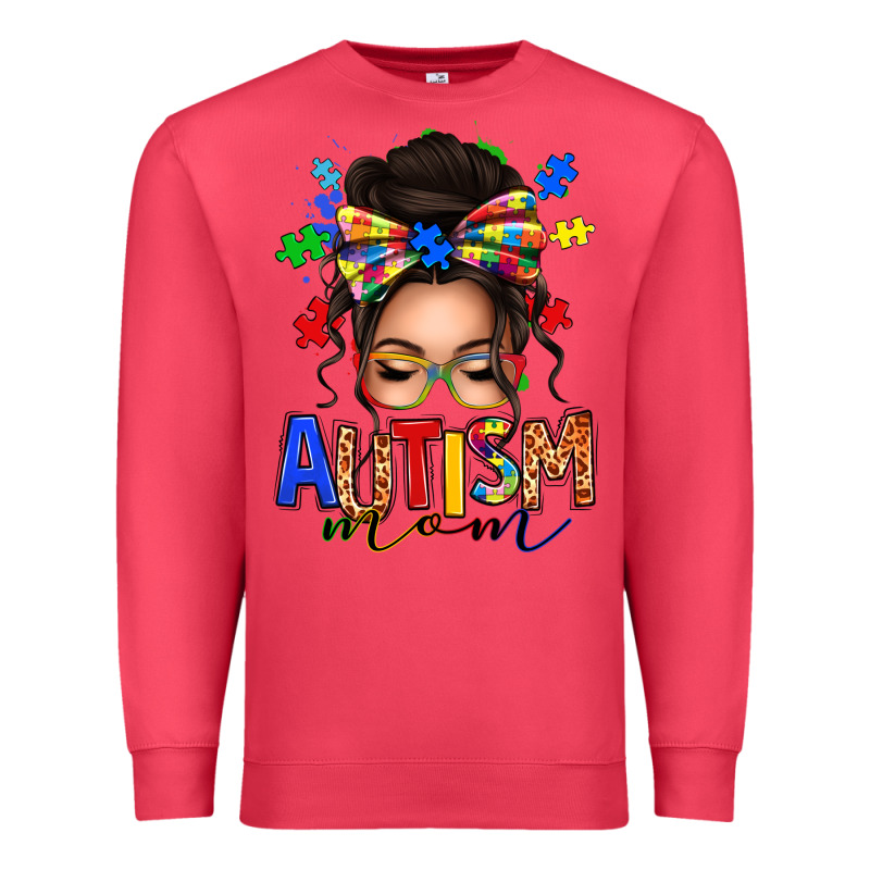 Autism Mom Afro Messy Bun (1) Premium Sweatshirt by texasbilliewilder | Teevron