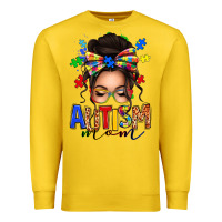 Lemon autism mom afro messy bun (1) Premium Sweatshirt - texasbilliewilder