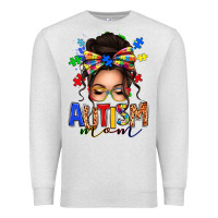Oatmeal Heather autism mom afro messy bun (1) Premium Sweatshirt - texasbilliewilder