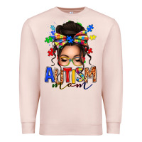 Pale Pink autism mom afro messy bun (1) Premium Sweatshirt - texasbilliewilder