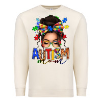Sandshell autism mom afro messy bun (1) Premium Sweatshirt - texasbilliewilder