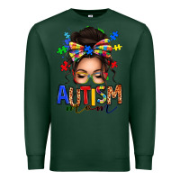 Sports Green autism mom afro messy bun (1) Premium Sweatshirt - texasbilliewilder