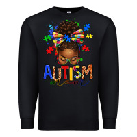 Black autism mom afro messy bun Premium Sweatshirt - texasbilliewilder