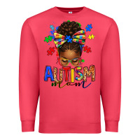 Cardinal autism mom afro messy bun Premium Sweatshirt - texasbilliewilder