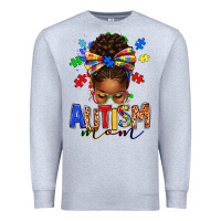 Heather Grey autism mom afro messy bun Premium Sweatshirt - texasbilliewilder