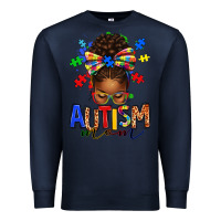 Navy autism mom afro messy bun Premium Sweatshirt - texasbilliewilder