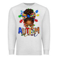 Oatmeal Heather autism mom afro messy bun Premium Sweatshirt - texasbilliewilder
