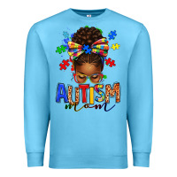 Ocean Blue autism mom afro messy bun Premium Sweatshirt - texasbilliewilder