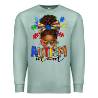 Seafoam autism mom afro messy bun Premium Sweatshirt - texasbilliewilder