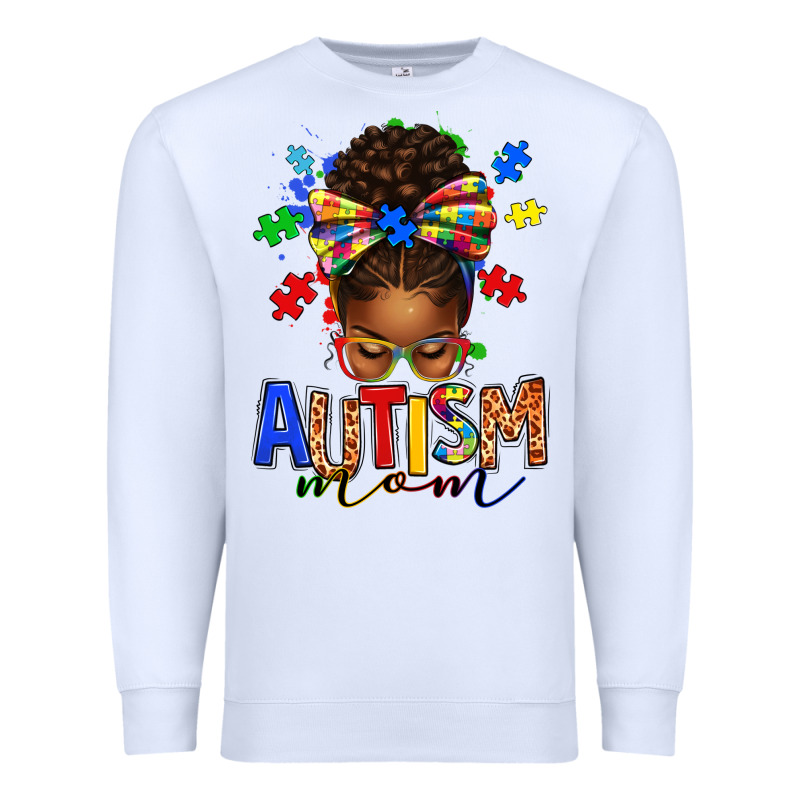 Autism Mom Afro Messy Bun Premium Sweatshirt by texasbilliewilder | Teevron