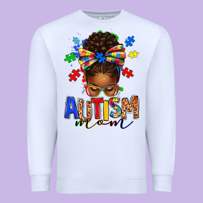 Premium Sweatshirt autism mom afro messy bun