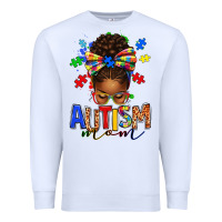 White autism mom afro messy bun Premium Sweatshirt - texasbilliewilder