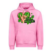 Fuchsia Pink shamrockin' rock n roll female hand Urban Hoodie - Artiststas