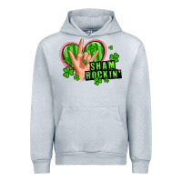 Heather Grey shamrockin' rock n roll female hand Urban Hoodie - Artiststas