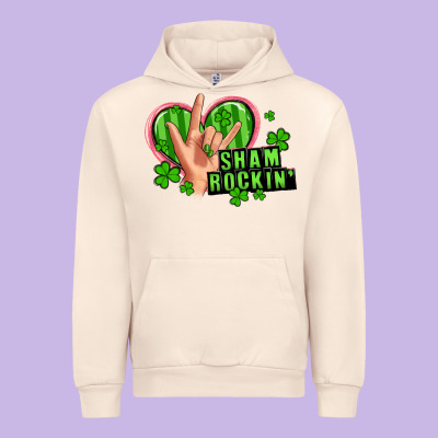Shamrockin' Rock N Roll Female Hand Urban Hoodie Designed By Artiststas