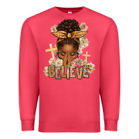 Cardinal believe praying afro messy bun Premium Sweatshirt - texasbilliewilder