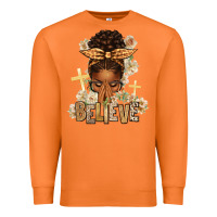 Carrot believe praying afro messy bun Premium Sweatshirt - texasbilliewilder