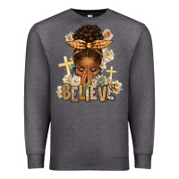 Charcoal Heather believe praying afro messy bun Premium Sweatshirt - texasbilliewilder
