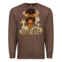 Chestnut believe praying afro messy bun Premium Sweatshirt - texasbilliewilder