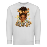 Dove Grey believe praying afro messy bun Premium Sweatshirt - texasbilliewilder