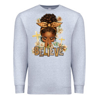Heather Grey believe praying afro messy bun Premium Sweatshirt - texasbilliewilder