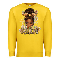 Lemon believe praying afro messy bun Premium Sweatshirt - texasbilliewilder