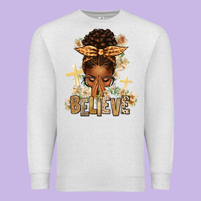 Premium Sweatshirt believe praying afro messy bun