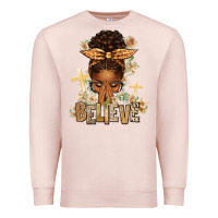 Pale Pink believe praying afro messy bun Premium Sweatshirt - texasbilliewilder