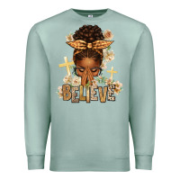 Seafoam believe praying afro messy bun Premium Sweatshirt - texasbilliewilder
