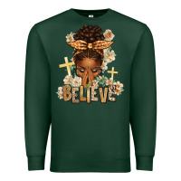 Sports Green believe praying afro messy bun Premium Sweatshirt - texasbilliewilder