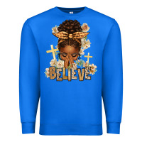 True Royal believe praying afro messy bun Premium Sweatshirt - texasbilliewilder