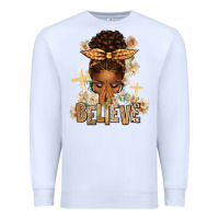 White believe praying afro messy bun Premium Sweatshirt - texasbilliewilder
