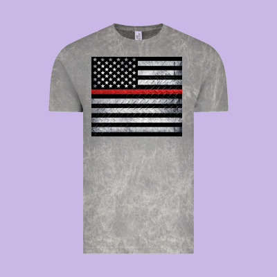 Thin Red Line American Flag Metal Floor Vintage Tee Designed By Artiststas