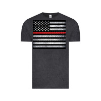 Vintage Black thin red line American flag metal floor Vintage Tee - Artiststas