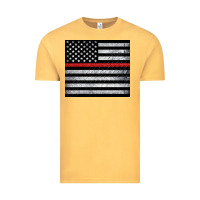 Vintage Mustard thin red line American flag metal floor Vintage Tee - Artiststas