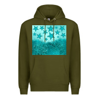 Army Green turquoise glitter star Premium Hoodie - JahusDesignShop