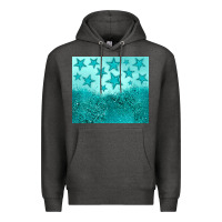 Charcoal Heather turquoise glitter star Premium Hoodie - JahusDesignShop