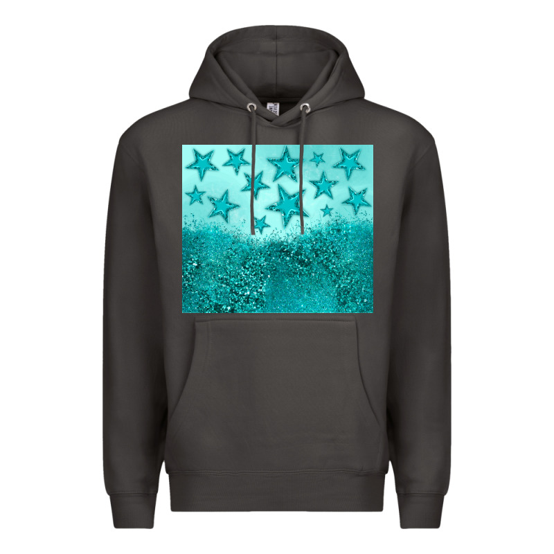 Turquoise Glitter Star Premium Hoodie by JahusDesignShop | Teevron