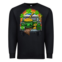 Black St Patrick's Day Truck With Pot Of Gold Horseshoe And Rainbow Premium Sweatshirt - RanaPortraitStore