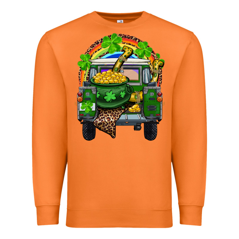 St Patrick's Day Truck With Pot Of Gold Horseshoe And Rainbow Premium Sweatshirt by RanaPortraitStore | Teevron