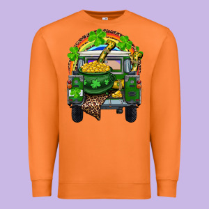 St Patrick's Day Truck With Pot Of Gold Horseshoe And Rainbow Premium Sweatshirt Designed By Ranaportraitstore